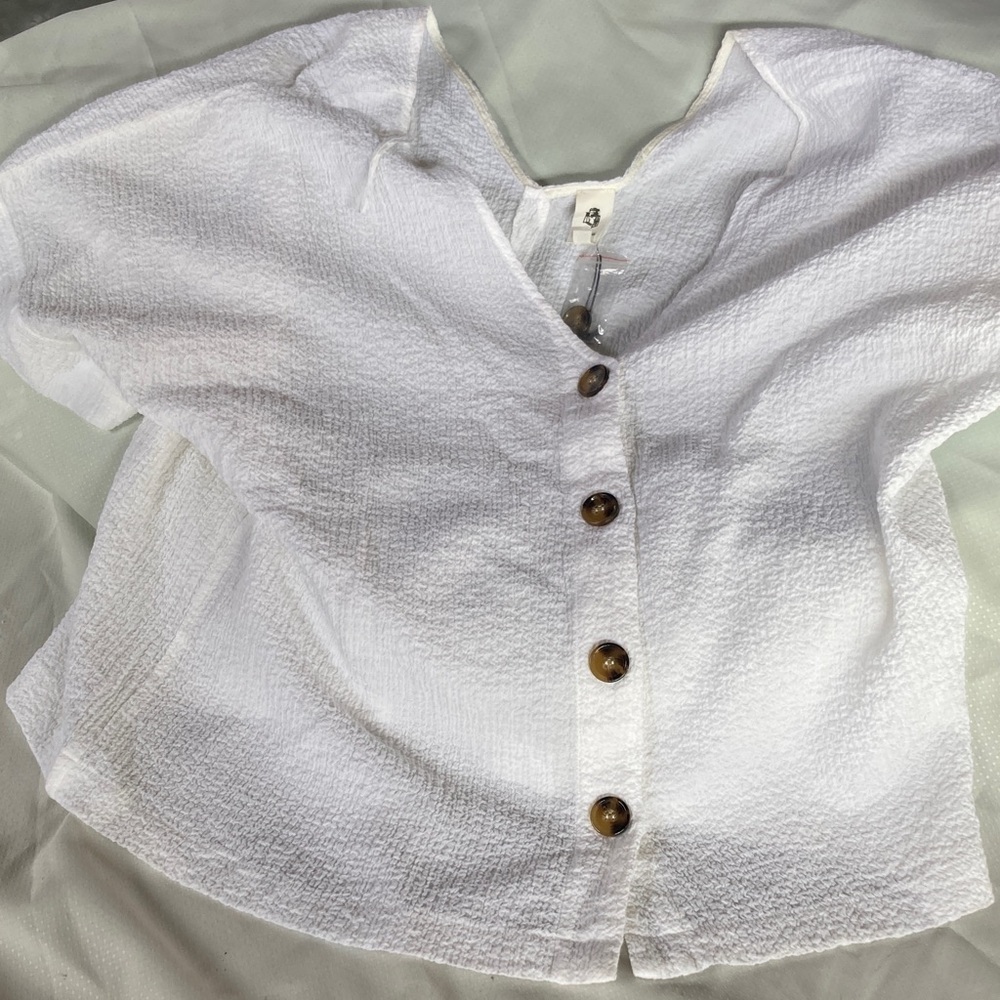 FLAWLESS Textured White Button-Down Shirt